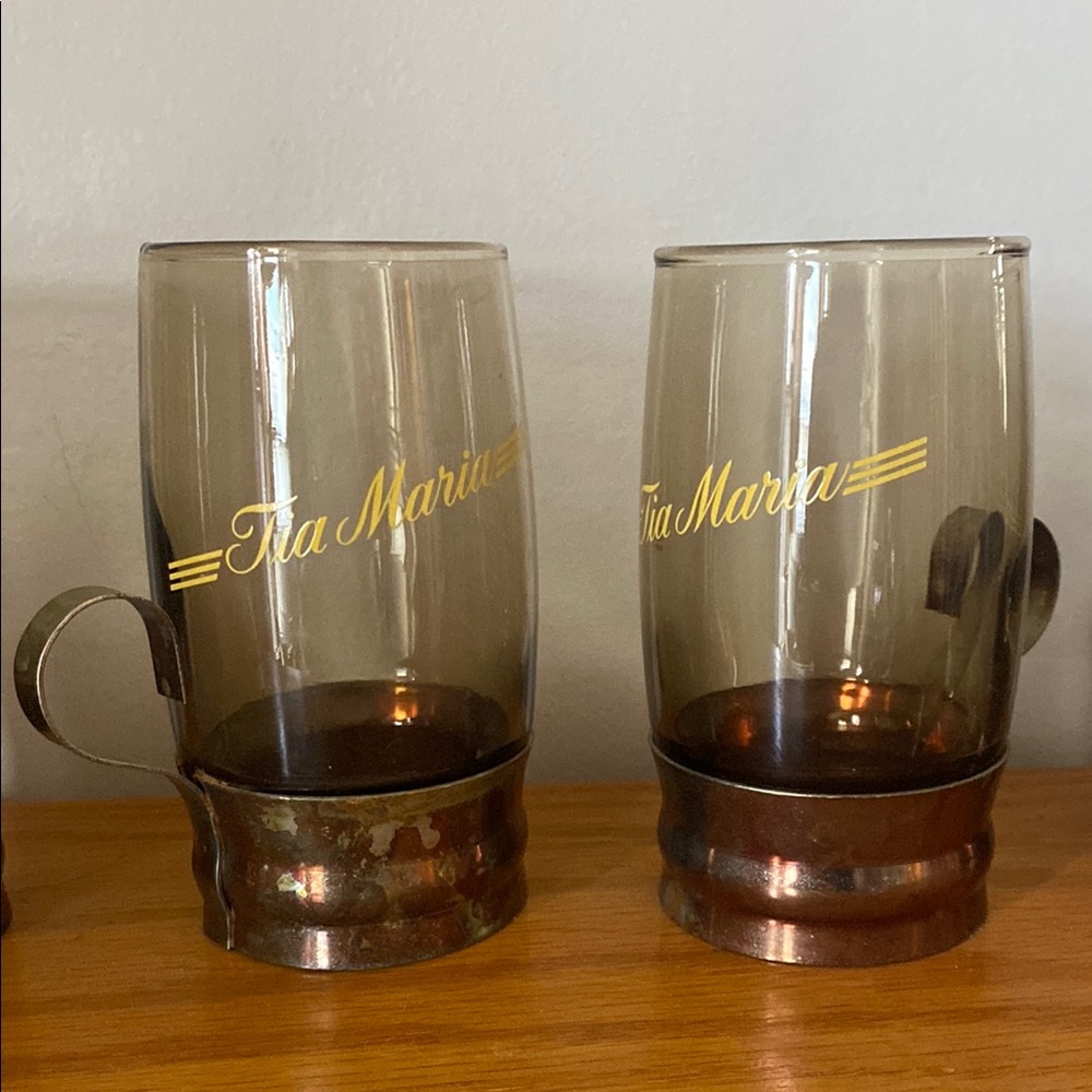 Vintage 1970’s Tia Maria Glasses with Metal Base set of 8